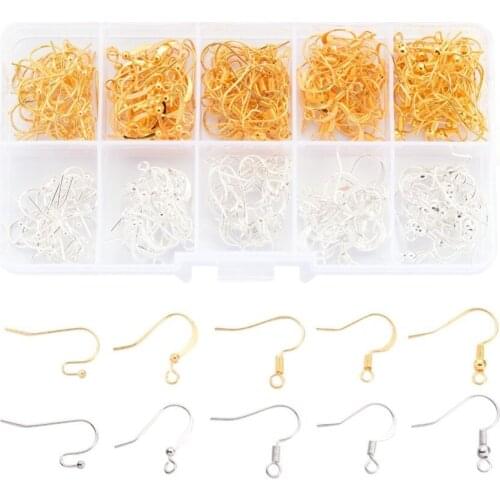 PandaHall 16~21x12~19mm 400pc/box Five Styles Brass Earring Hook Golden Silver Color for Jewelry Making DIY Findings Accessories