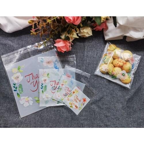 100Pcs Plastic Bags Thank you Cookie&Candy Bag Self-Adhesive For Wedding Birthday Party Gift Bag Biscuit Baking Packaging Bag