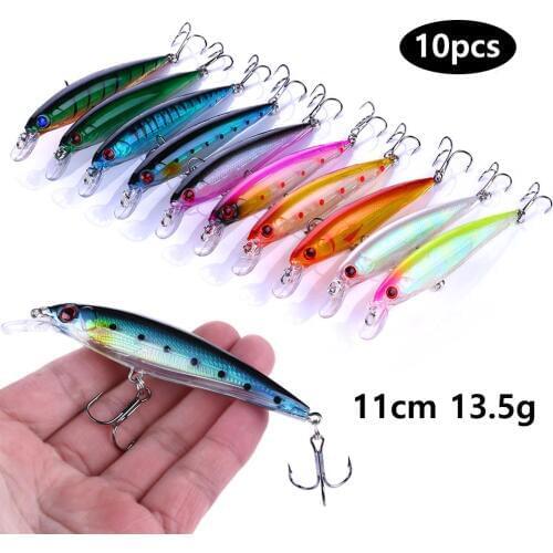 10pcs 11cm 13.5g Fishing Lure Isca Artificial Floating Minnow Hard Bait Crankbait Swimbait Wobblers Fishing Lure