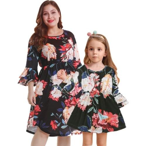 SAGACE 2020 family matching clothes O-Neck Splicing Floral mother daughter dresses baby girl clothes family look Summer 129