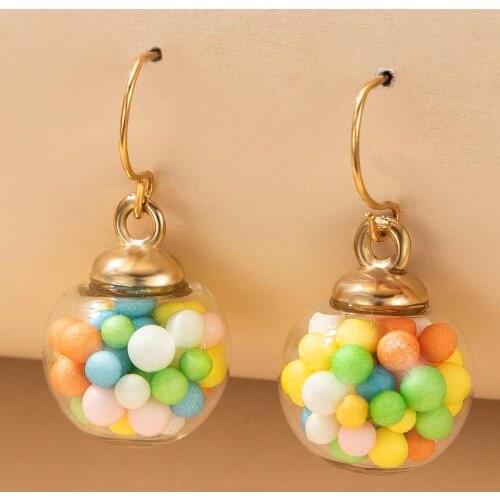 New Lovely Girl Candy Drop Earring Colorful Resin Beads Dangle Earrings for Women Brincos Handmade Holiday Party Jewelry Gift