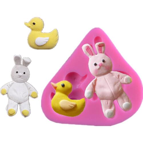 Duck Rabbit Shape Fondant Cake Silicone Mold Biscuits Chocolate Mould Cake Wedding Decorating Molds Kitchen Baking DIY Tools