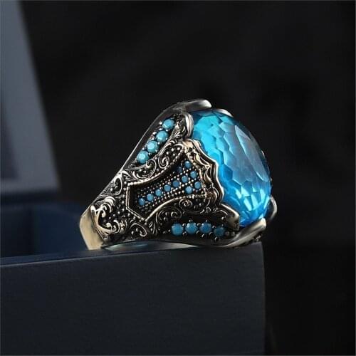 Aqua Marine 925 Sterling 925 K Silver Ring