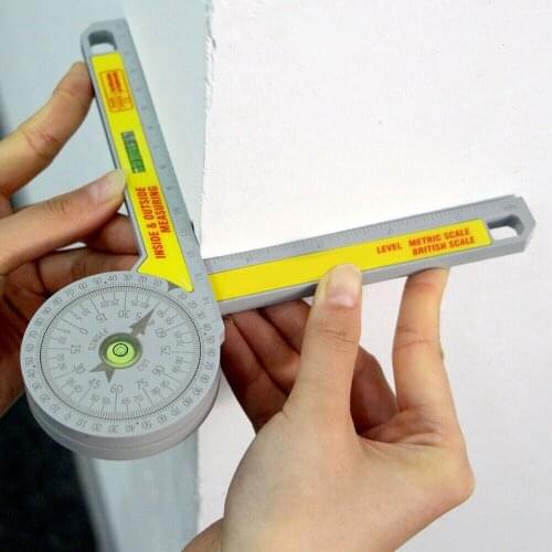 Angle Finder Miter Saw Protractor Measuring Ruler Tool 360° Goniometer Durable Plastic Gauges 190x70mm