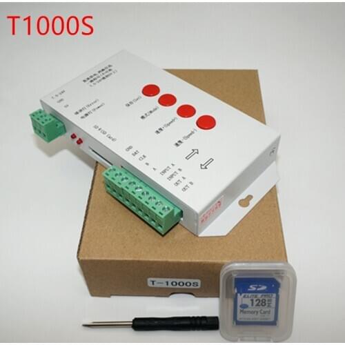 High quality T1000S SD Card WS2801 WS2811 WS2812B LPD6803 LED 2048 Pixels Controller DC5~24V T-1000S RGB Controller