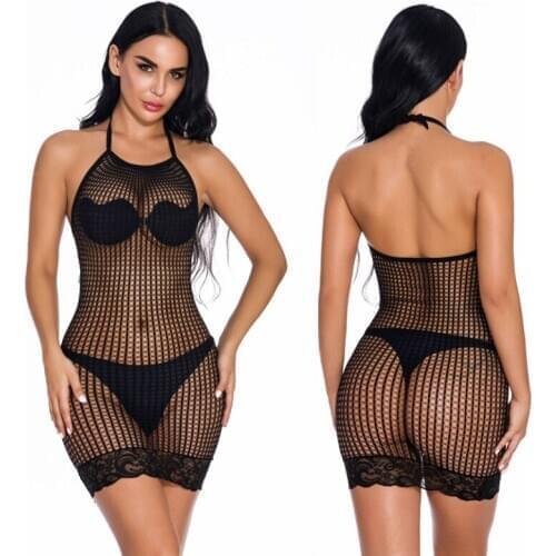 Plus Size Fishnet Exotic Dresses Women see throng Lingerie Sexy Hot Erotic Underwear Female Sexy Lingerie Babydoll Costumes
