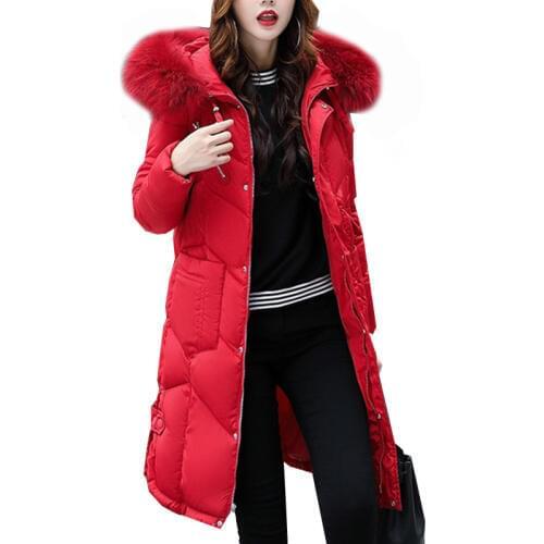 Winter Jacket Women Cotton Hooded Big Fur Collar Warm Thicken Slim Plus Size Long Jackets Female Casual Coat Windbreaker Outwear