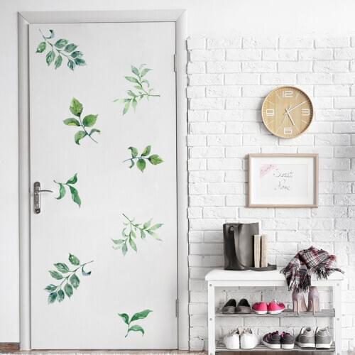 3pcs/set Green Leaf Wall Stickers for Living room Bedroom Door Decorative Removable DIY Vinyl Wall Decals Home Decor Art Murals