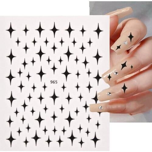 3D Laser Star Nail Art Sticker Gold White Stars Glitter Nail Decals DIY Charms Nails Decoration Foils Manicure Nail Accessory