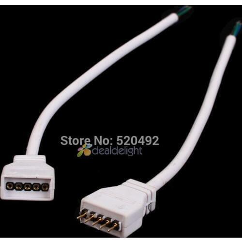 5pairs 5 pin Male + Female LED Connector With 15cm length Cable Cord For 5050 RGBW RGBWW LED Strip Light