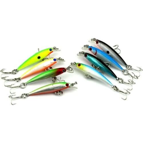 8Pcs Minnow Lure 5cm 2.1g Laser Fishing Crank Bait Hard Bait Paint Bass Wobbler Artifical SwimBait Hook Top Water Lure 10# Hooks