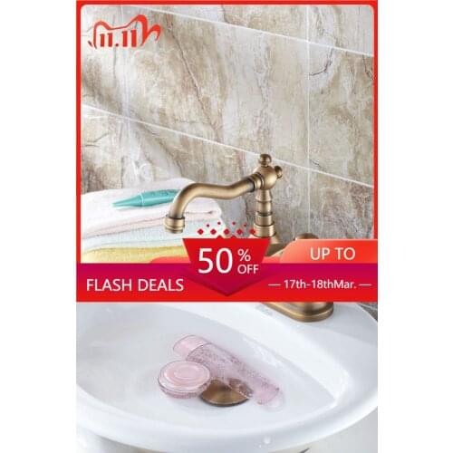 European-Style Antique Double-Hole Basin Faucet Inter-Platform Basin Black Ancient Two Handlers and Two Holes Hot and Cold