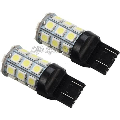 Auto 10 Piece Universal T20 7443 5050 27SMD Super Bright white car led Turn Tail Brake Stop Signal Light Lamp Bulb 12V White Red