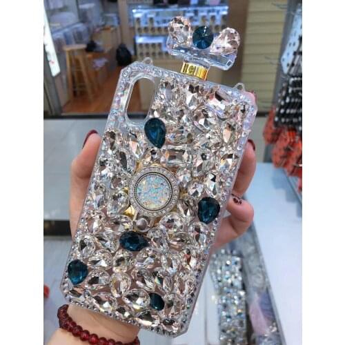 Diamond Crystal Gem Perfume Bottle Ring Holders Stands Handbag Case Cover for iPhone 11 12 X XS MAX XR 5S 6 7 7PLUS 8 8PLUS Case