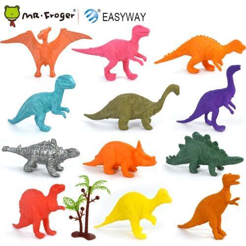 Easyway Dinosaurs Model Cute Animals Gifts Boys Toys Hobbies Kids Mini Small Jurassic Plastic Dinosaurus Figures 12pcs Set Toy
