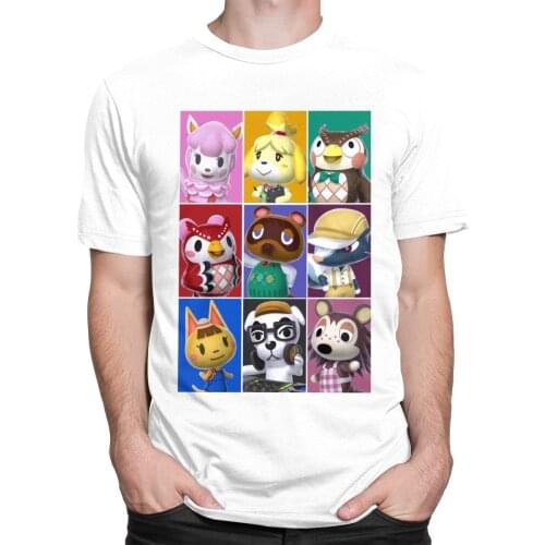 Animal Crossing T Shirt for Men Cotton Fashion T-shirt Fashion Short Sleeved Towns folk Tee Slim Fit Clothing Game Merch Gift