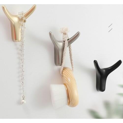 JD 5pcs Zinc Alloy Nordic Antler Hook Hanger Clothes Wall Hook Coat Bag Hat Hanging Hooks Bathroom Kitchen Racks with Screws
