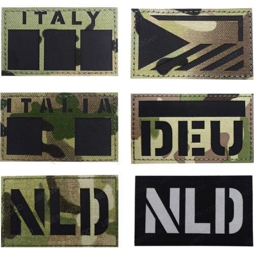 Netherland Germany Italy Czech Ireland Poland Greece Flag Infrared Reflective Patch Camo Tactical Hook Loop Patches for Clothing