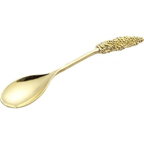 Coffee Spoon Afternoon Tea Mixing Scoop Vintage Zinc Alloy Mirror Polished Rose Handle Christmas Gift Shape Leaf Retro Engrave
