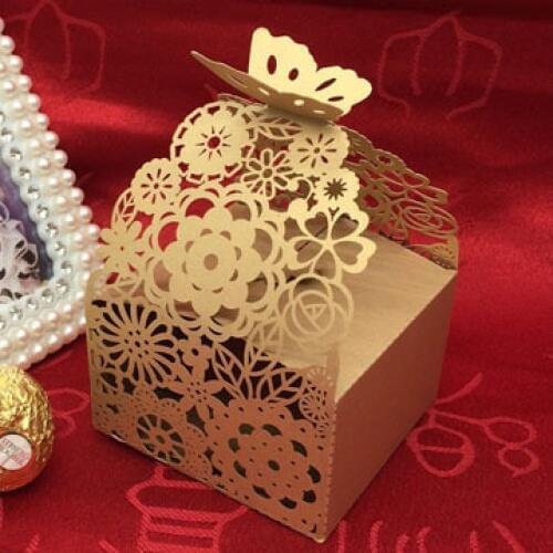 Candy box bag chocolate paper gift box butterfly flower lace Birthday Wedding Party Decoration craft DIY favor baby shower Wh