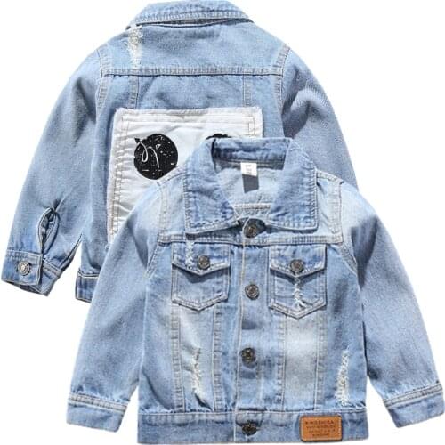Children Mouse Denim Jacket Coat 2021 New Spring Autumn Kids Fashion Outerwear Boys Girls Hole Cartoon Jeans Coat for 2-7 Yrs