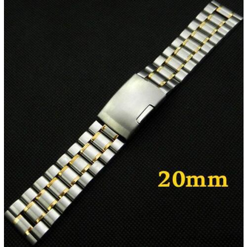 2019 New Arrival Silver & Golden 20mm Width Stainless Steel Watch Strap Watches Band For Business Men Women Wristwatches