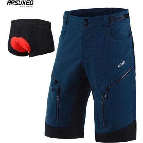 ARSUXEO Mens Outdoor Cycling Shorts Downhill Mountain Bike Breathable Water Resistant Short Sport Mountain Bike Short Trousers