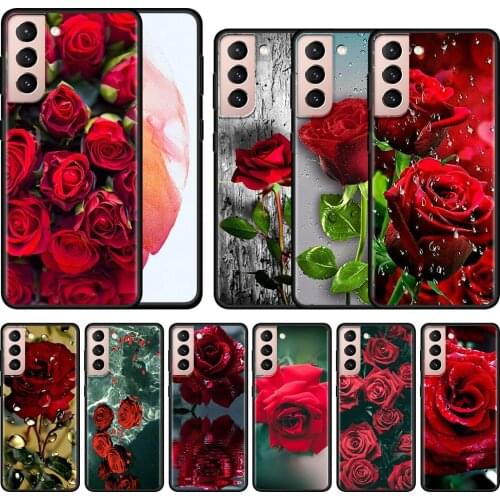 Fresh Red Roses Flowers Phone Case For Samsung Galaxy SS20 S21 FE Ultra S10 Lite S9 S8 Plus S10E S7 Edge Soft Silicone Coque