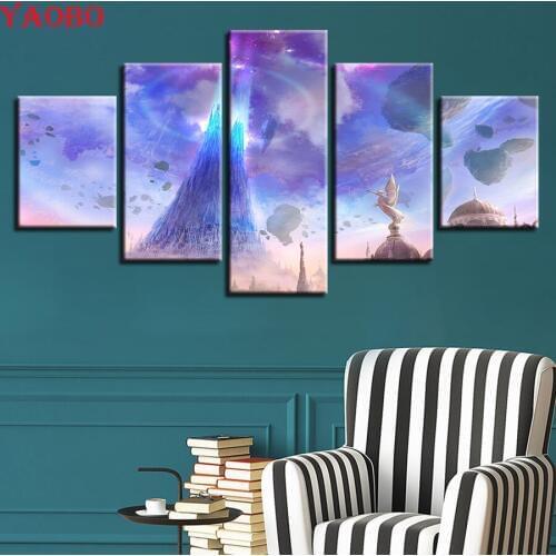 5 Pieces Aion Angels Lights Floating Rocks Pictures diamond painting cross stitch Diamond embroidery,diamond mosaic Artwork