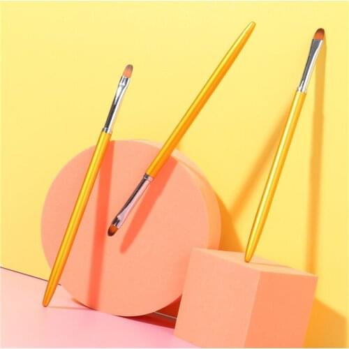 3pcs Nail Art Brush Set Gold Handle Round Head UV Gel Drawing Pen DIY Manicure Tools Nail Supplies For Professionals