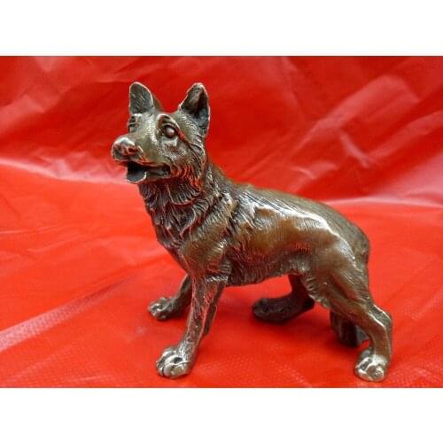 Folk Chinese Bronze Fengshui Zodiac Year Dog A pug Animal Sculpture Pair