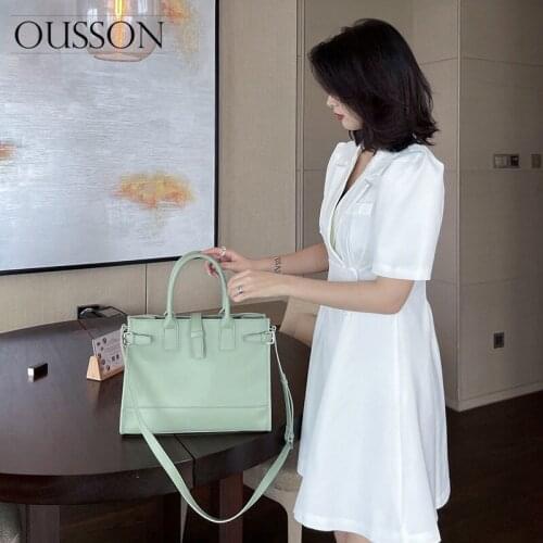 OUSSON 2021 New Design Leather Large Capacity Tote Bag Fashion Messenger Bag Multifunctional One-Shoulder For Women