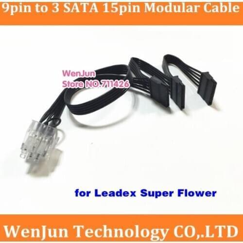 New 3 SATA 15pin Modular Power Supply Adapter Cable for 9pin Leadex Series