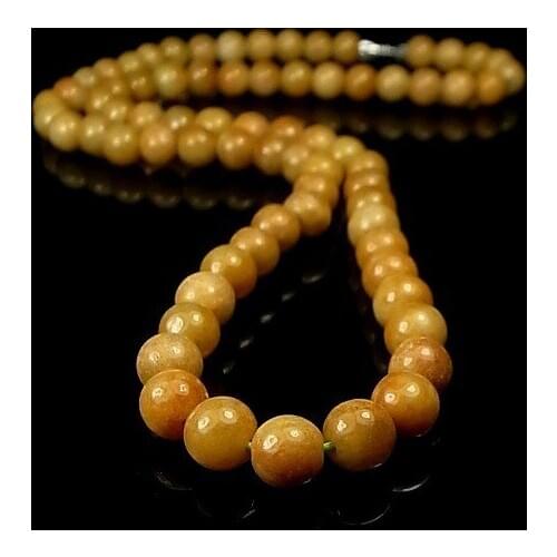 IEmerald Yellow Jadeite Beads Necklace 72 Grade A