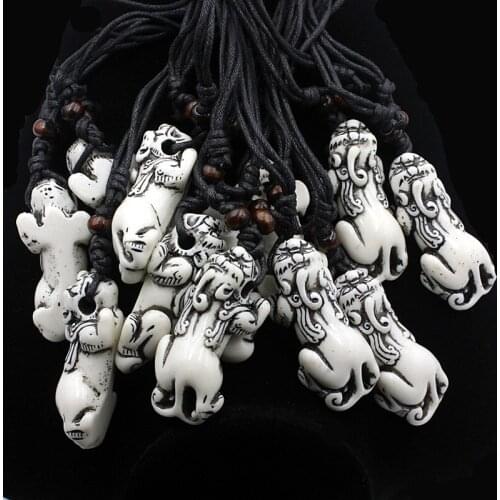 Lot 12pcs Imitation Bone carved Brave Troops Pendant Necklace Lucky men womens amulet Charm Jewelry XL78