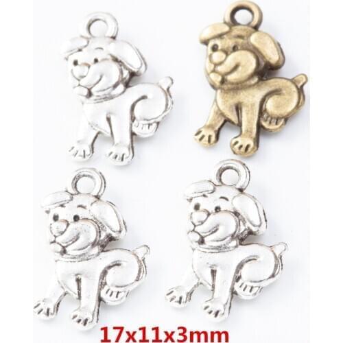 55 pieces of retro metal zinc alloy dog Pendant for DIY handmade jewelry necklace making 8115
