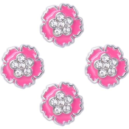 20Pcs/Lot Metal Enamel Rose Flowers Floating Charms Finding Plant Metal Living Locket Diy Jewelry