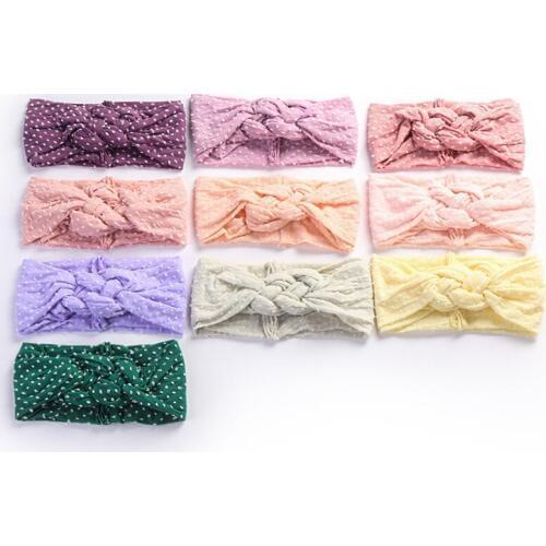 10PCS/lot Sailor Knot Dot Nylon Headbands Baby Girls Bowknot Wide Nylon Hairbands Soft Elastic Bunny Rabbit Bows Turban Headwrap