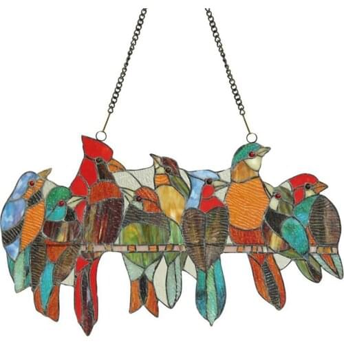 Multicolor Birds On A Branches Ornaments Stained Glass Suncatcher Window Hanging Art Ornaments For Home Decoration And Gifts