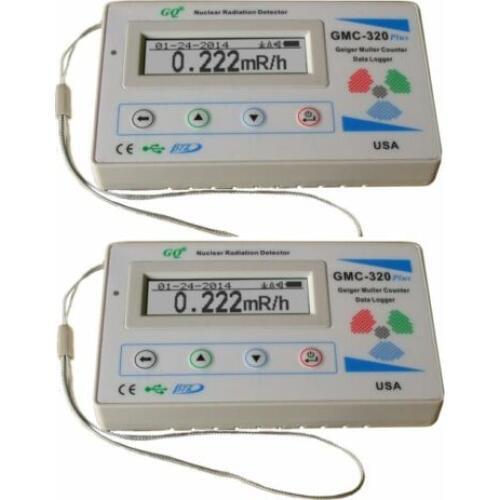 TWO GQ GMC-320+V4 Geiger Counter Radiation Detector Meter Beta Gamma X ray