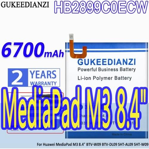 GUKEEDIANZI Replacement Tablet Battery HB2899C0ECW For Huawei MediaPad M3 8.4" BTV-W09 BTV-DL09 SHT-AL09 SHT-W09 6700mAh