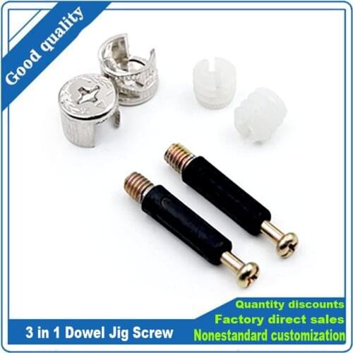 3 in 1 Dowel Jig Screw furniture Connecting Hardware Set Eccentric Wheel Nut Cam Lock Nut for Wardrobe Splicing Cabinet Woodwork