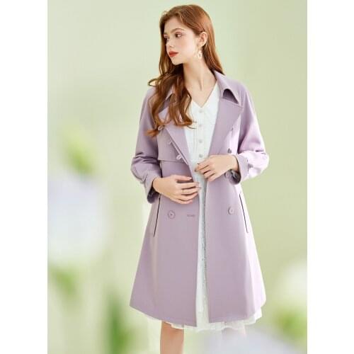 Spring 2021 New Purple Windbreaker Womens Mid-length and Small Temperament Chinese Style All-match Jacket Trend
