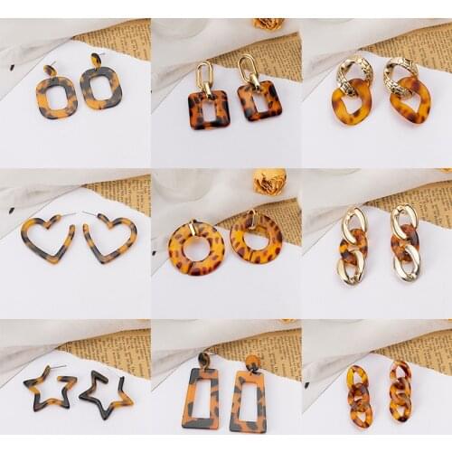 Geometric Acrylic Fashion Statement Drop Earrings For Women Vintage Brown Resin Oval Dangle Earring 2021 Brincos Wedding Jewelry