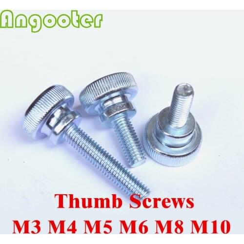 10pcs GB834 Carbon Steel M6*8 10 12 14 16 18 20 25 30 35 40 Knurling Flat Head Knurled Thumb Screw Hand Tighten computer Screw