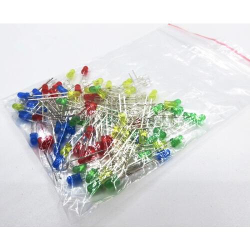 100pcs 3mm LED Light White Yellow Red Green Blue Assorted Kit DIY LEDs Set