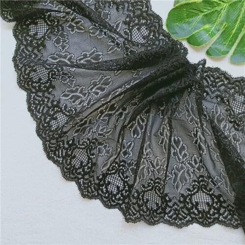 19cm Black Mesh Knitted Hometextile Stretch Wide Lace Fabric Sewing Decorative Underwear And Clothing Curtain Material E2832