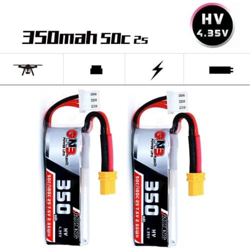 2/4PCS GAONENG GNB 2S 350mAh 7.6V 50C/100C LiHV Lipo battery XT30 Plug for BETAFPV Beta75X Beta65X small Drone