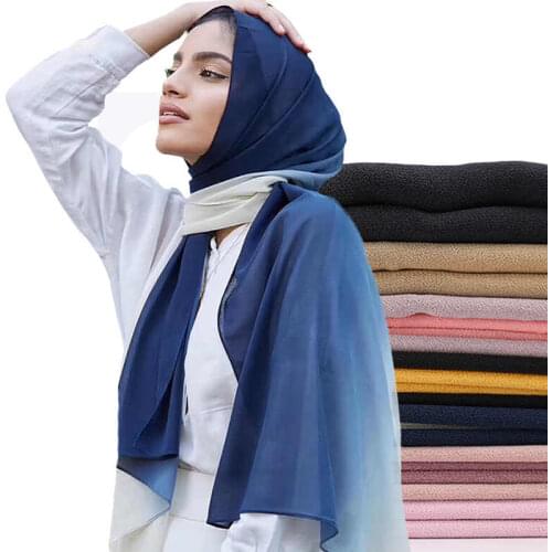 2020 Gradient Color Bubble Chiffon Hijab Scarf Women Muslim Hijabs Fashion Shawls Ombre Womens Scarves Muslim Woman Veil Stoles