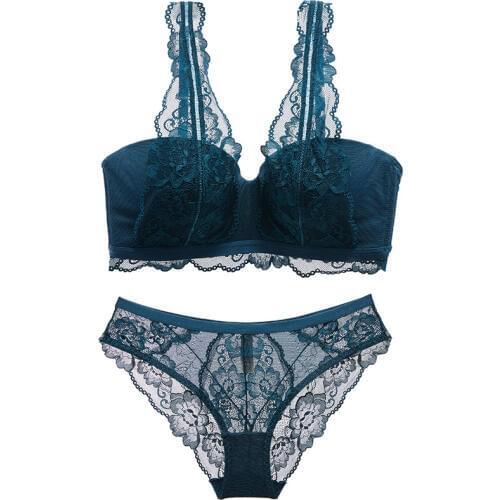 2021 Brand Lace Floral Embroidery Bra Set Sexy Girl Push Up Underwear Set Women Panties Set BS185